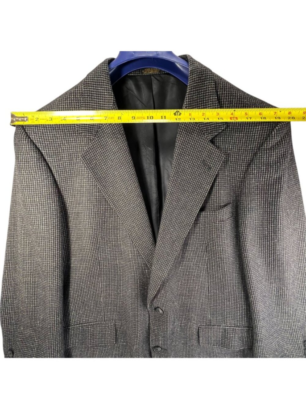 Lana Moda Mens Italian Wool Silk Blazer Jacket Houndstooth 44R Black Gray Coat - Picture 15 of 16